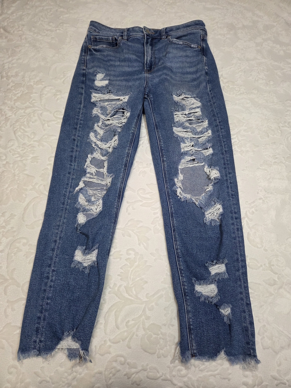 Blue Distressed Women's Ripped Slim Jeans